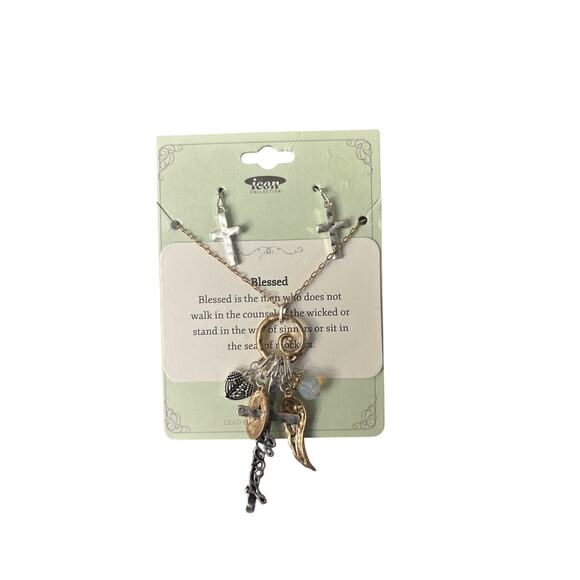 Blessing necklace and earring cross set - Picture 1 of 3
